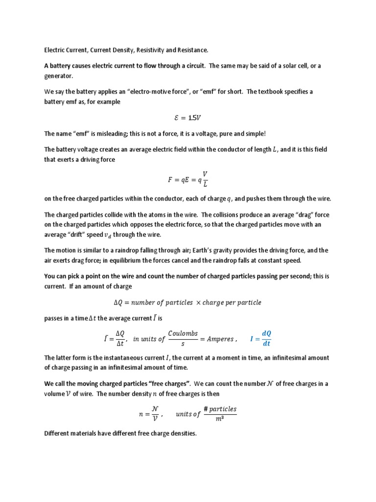 Current Density and Resistivity Explained | PDF | Electric Current ...