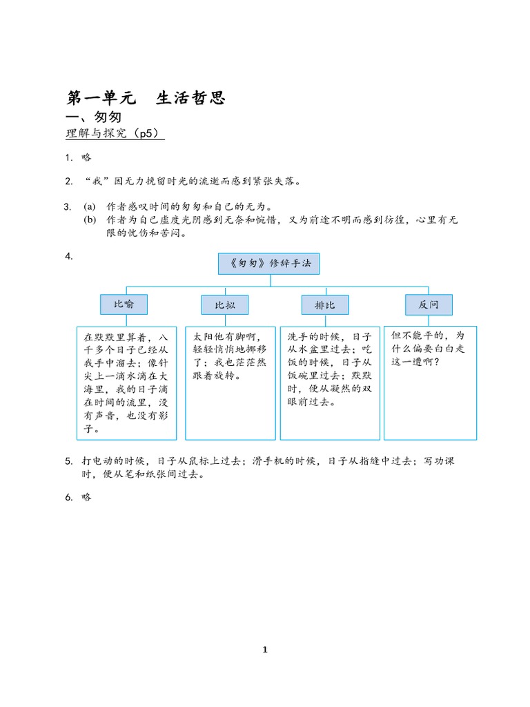 中二华文课文答案 Pdf