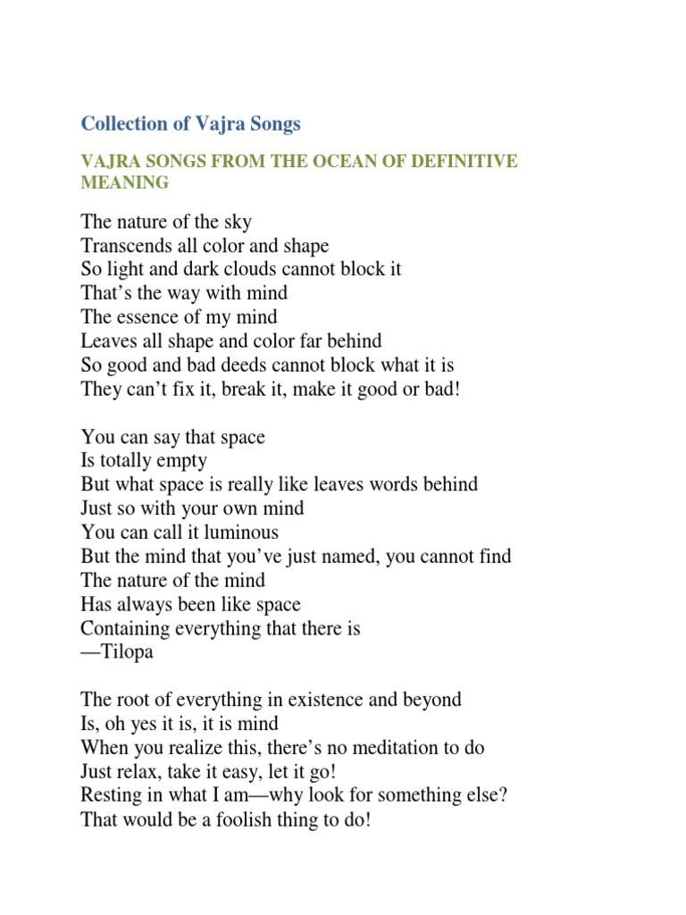 Vajra Songs From The Ocean of Definitive Meaning PDF Mahamudra