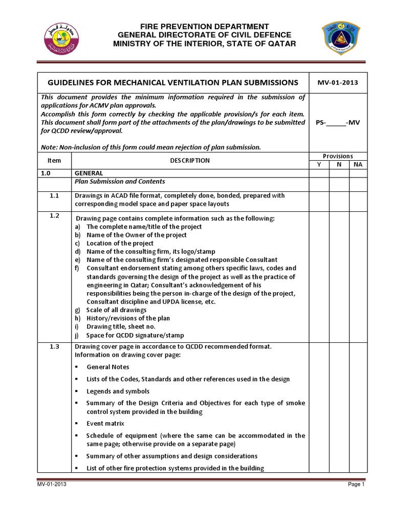 QCDD Guidelines Mechanical Ventilation PDF Duct (Flow