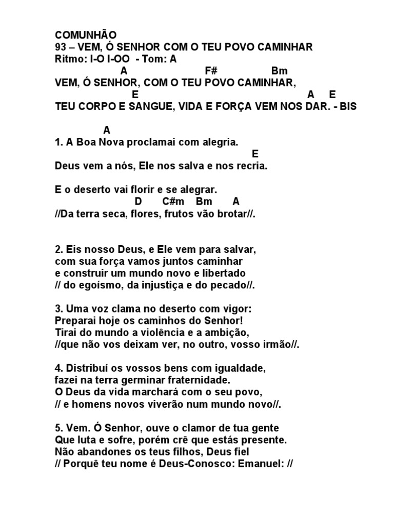 9 Comunhão - 93 - Vem Ó Senhor Com o Teu Povo Caminhar | PDF