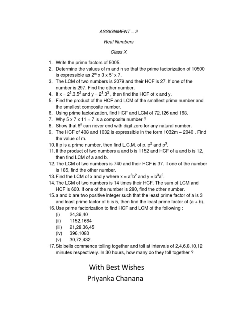 Prime Factorization and HCF/LCM Exercises | PDF