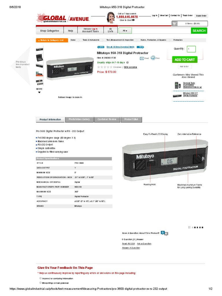 Mitutoyo 950-318 Digital Protractor | PDF | Computing | Communication