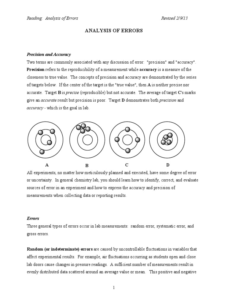 Error Analysis PDF | PDF | Accuracy And Precision | Observational Error