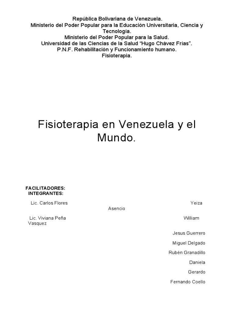 FISIOTERAPIAENVENEZUELAYELMUNDO (Redactado) PDF Terapia física