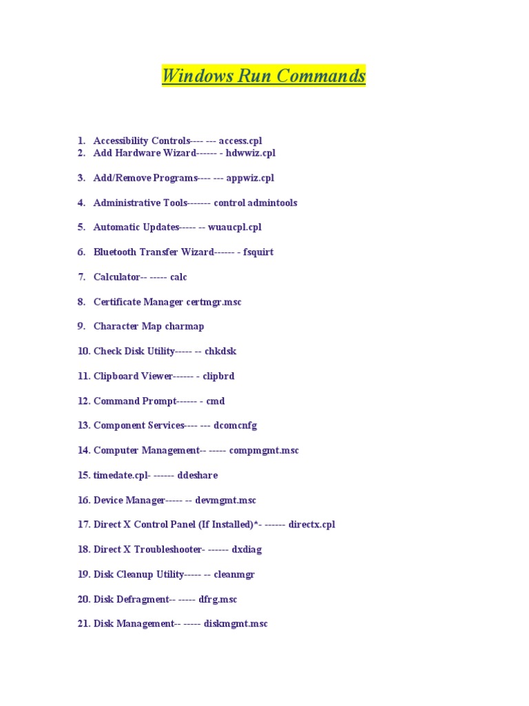 Windows Run Commands | PDF | Computer Related Introductions | Ibm Pc ...
