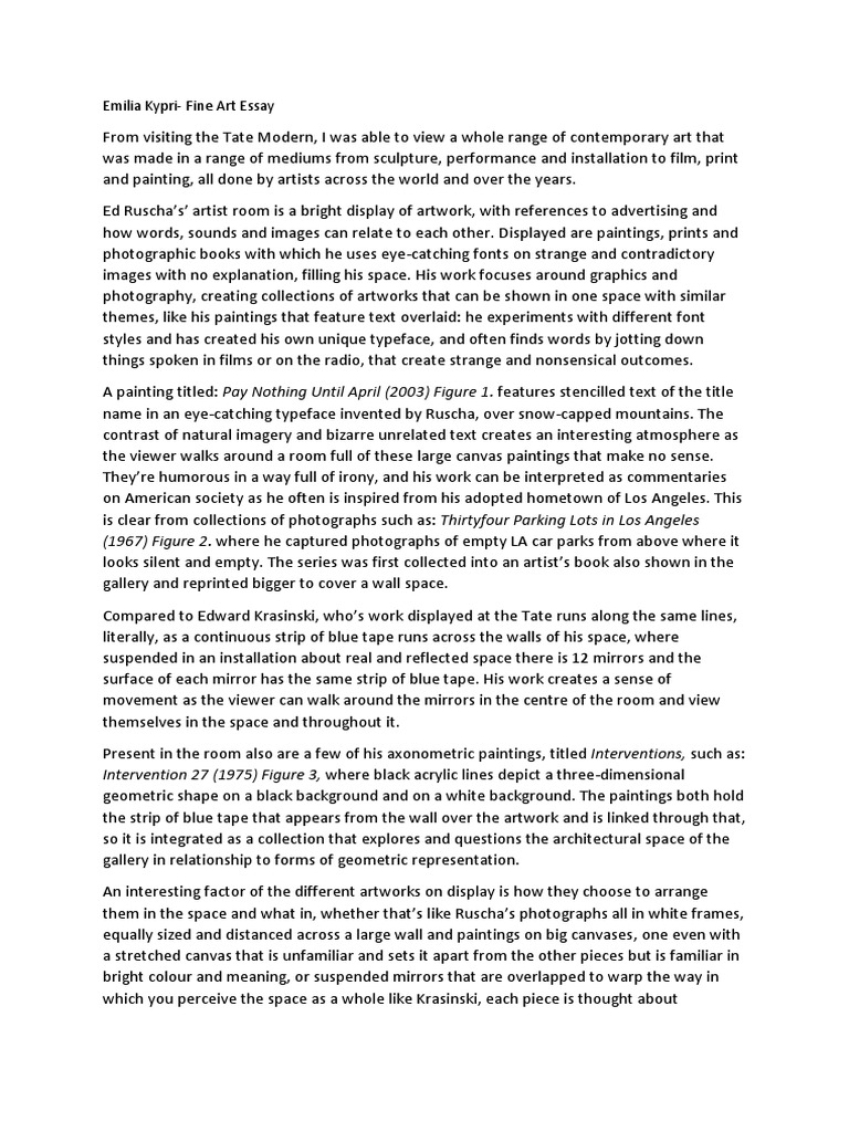 Contemporary Art Exhibition Essay PDF Paintings Typefaces