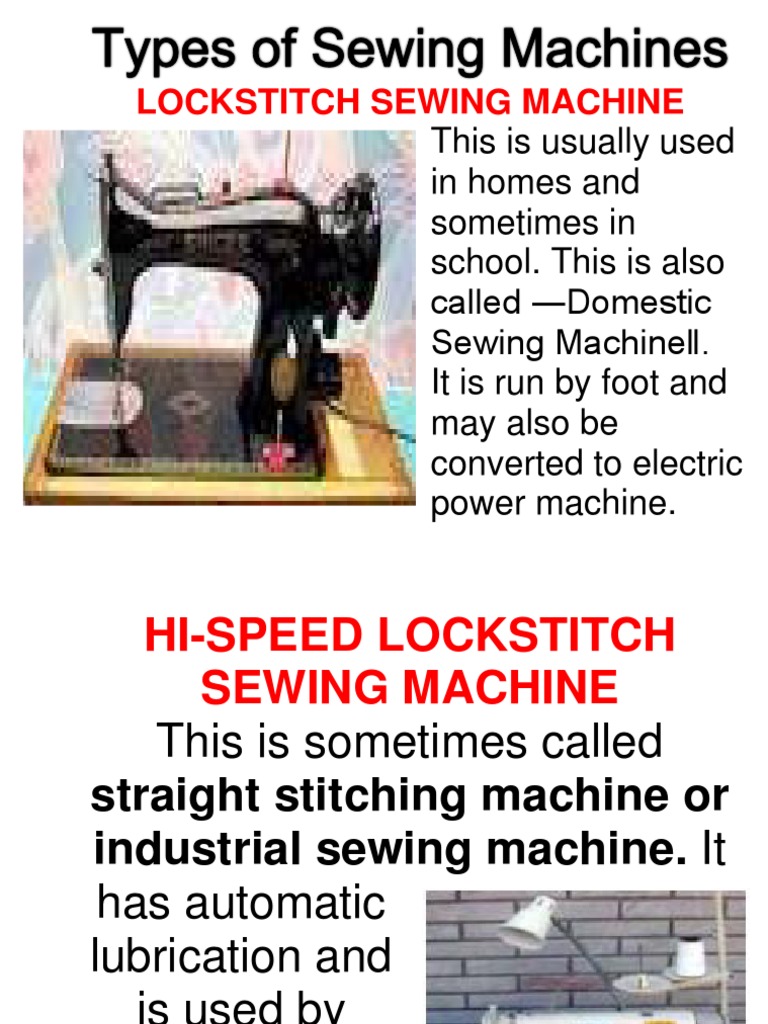 Types of Sewing Machines PDF