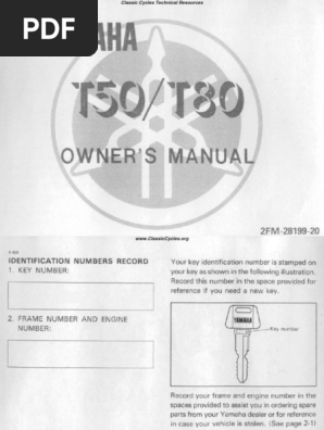 Yamaha T50 T80 Town Mate 50 80 Owners Maintenance Instruction