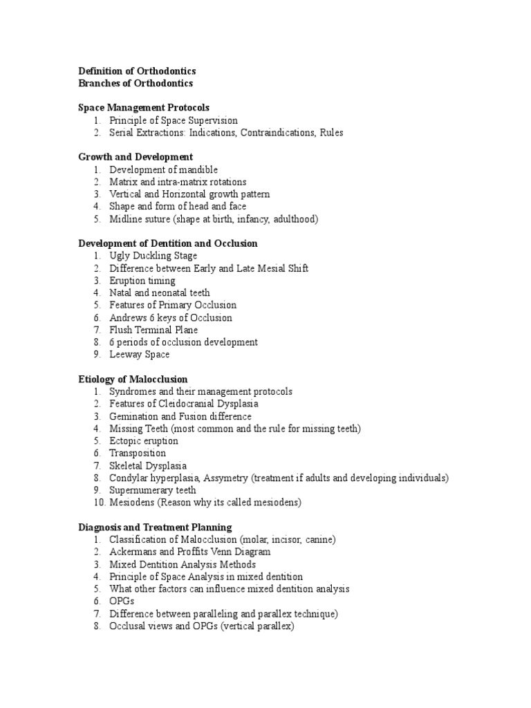 Viva Questions PDF Orthodontics Dentistry Branches