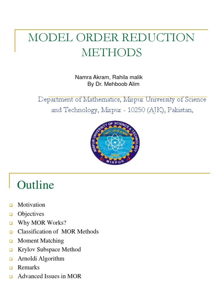 Model Order Reduction Techniques Explained | PDF | Matrix (Mathematics ...