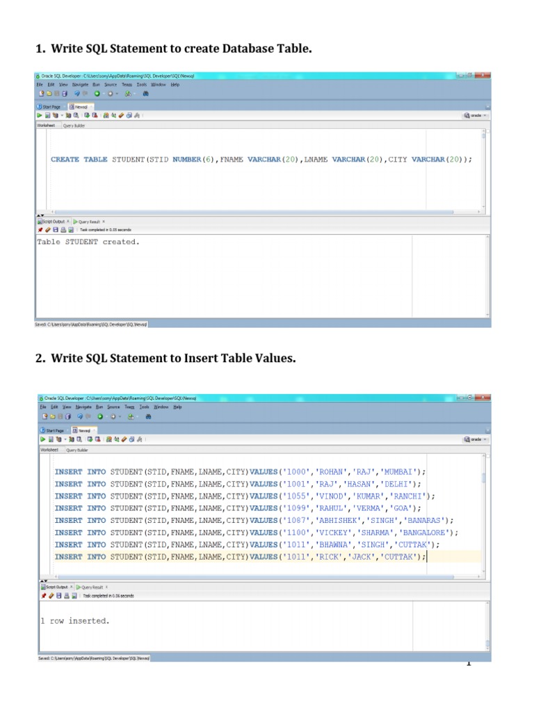 SQL Practical File | PDF | Table (Database) | Sql