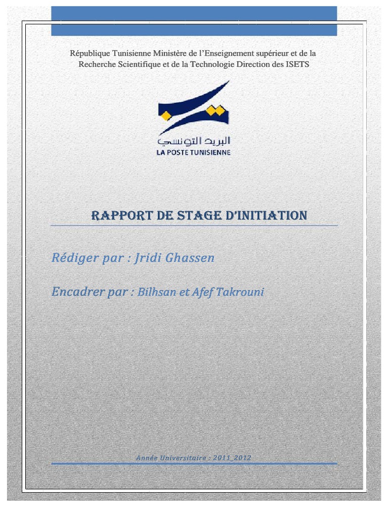 Rapport Su Stage de La Poste Tunisienne  PDF  Système postal  Économie