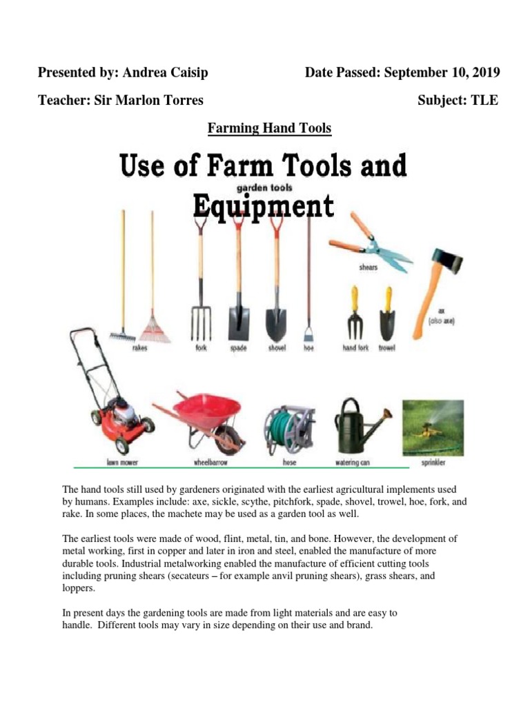 Agriculture Tools Uses
