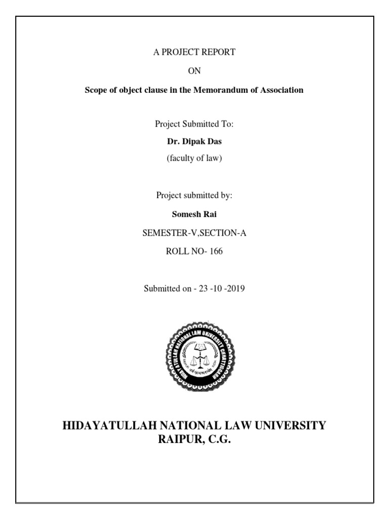 Scope of Object Clause in Memorandum of Association PDF Private Law