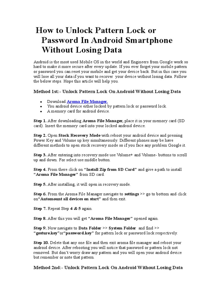 How To Unlock Pattern Lock Or Password In Android Smartphone Without Losing Data Android Operating System Information Appliances