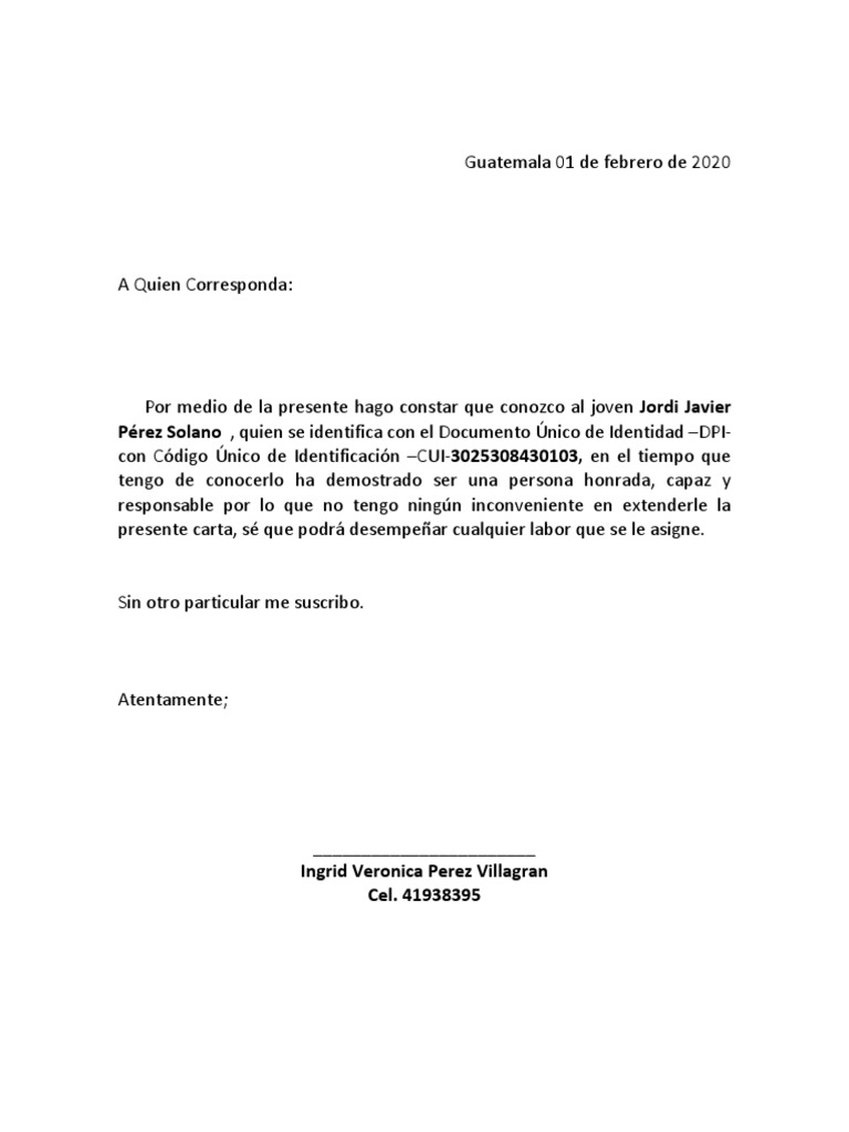 Carta de Recomendacion | PDF