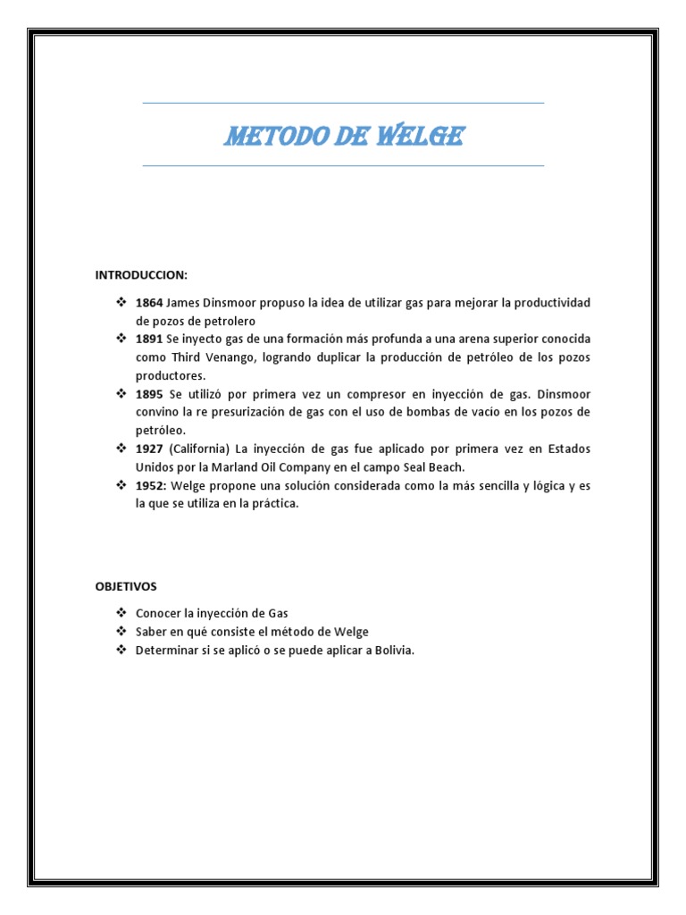 Método de Welge en Inyección de Gas | PDF | Depósito de petróleo | Petróleo