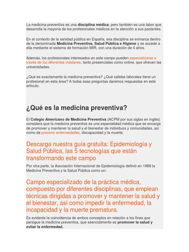 La Medicina Preventiva | PDF