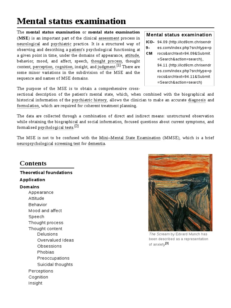 Mental Status Examination | PDF | Delusion | Hallucination