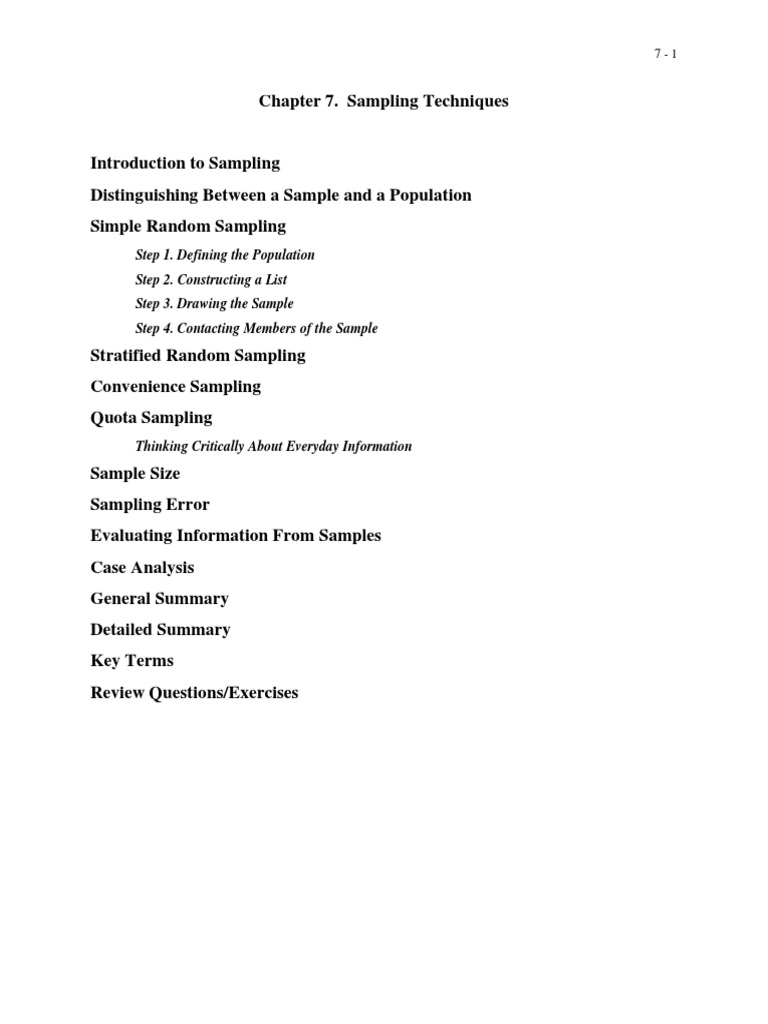 Ch7 Sampling Techniques PDF | PDF | Stratified Sampling | Sampling ...