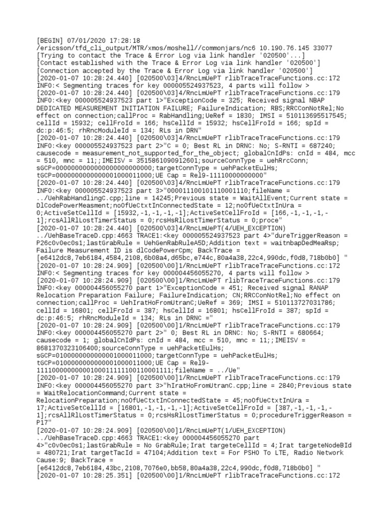 Trace Log for 388-1 CPP Errors | PDF | Mobile Telecommunications ...
