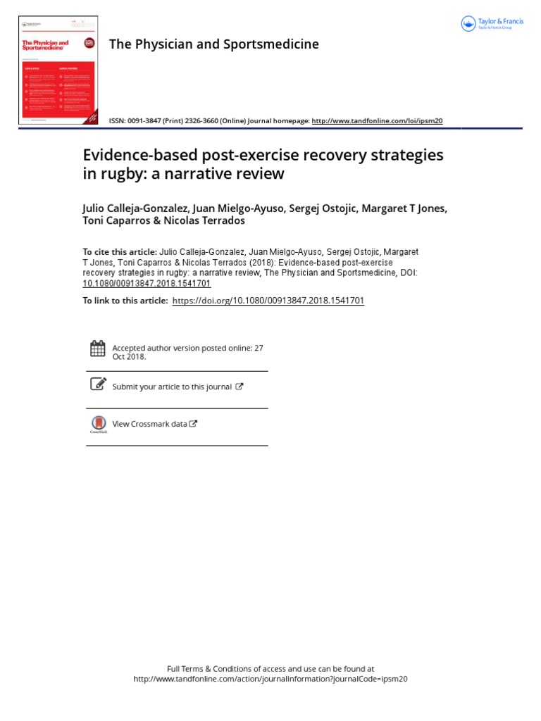 Evidence Based PostExercise Recovery Strategies in Rugby Calleja