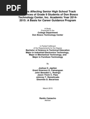 Factors Affecting Senior High School in Choosing their strand