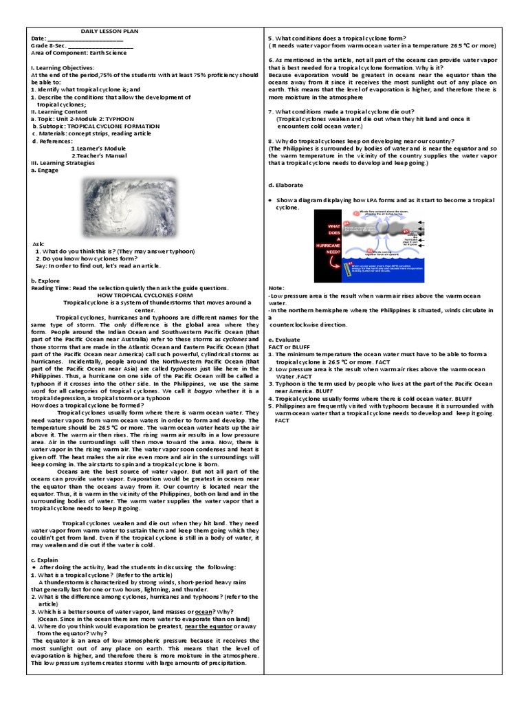 Earth Science: Tropical Cyclone Lesson | PDF | Eye (Cyclone) | Tropical ...