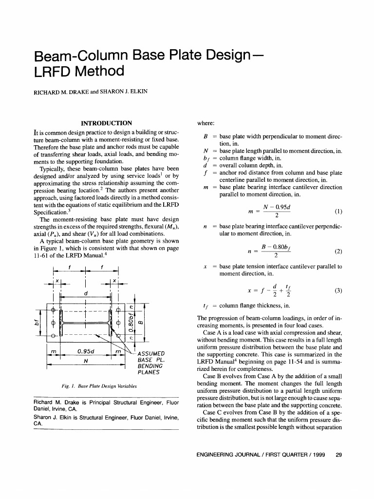 Beam-Column Base Plate Design Guide | PDF | Bending | Stress (Mechanics)