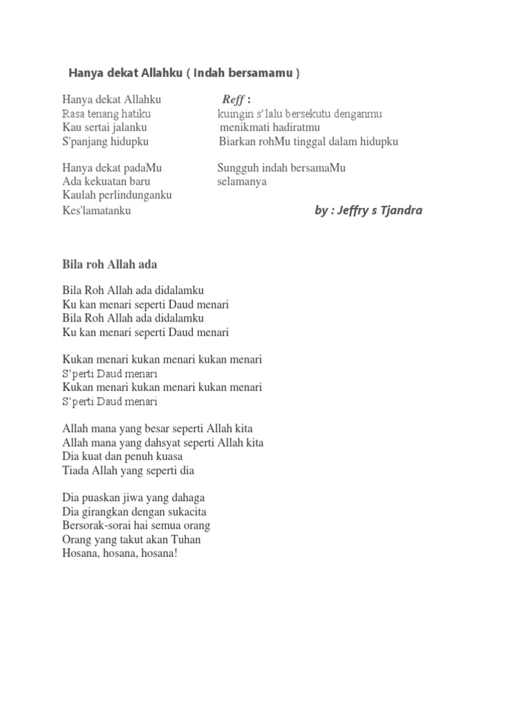 Lirik Lagu Rohani Pdf