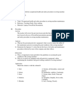 Occupational Health and Safety Procedure in Sewing Machine Maintenance