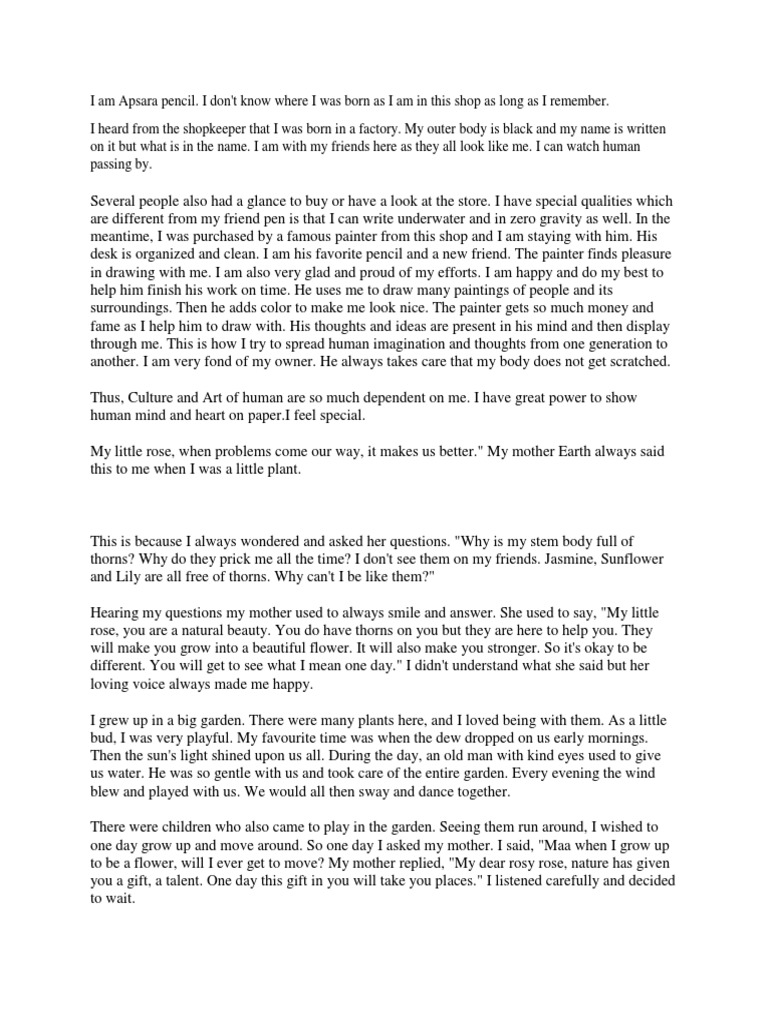 Autobiography of pencil in english discount