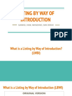 Listing by Way of Introduction