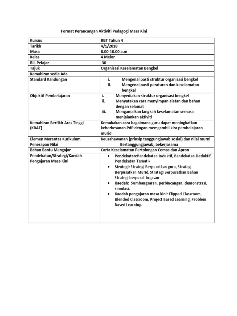 Contoh Perancangan Aktiviti Pdp Pdf