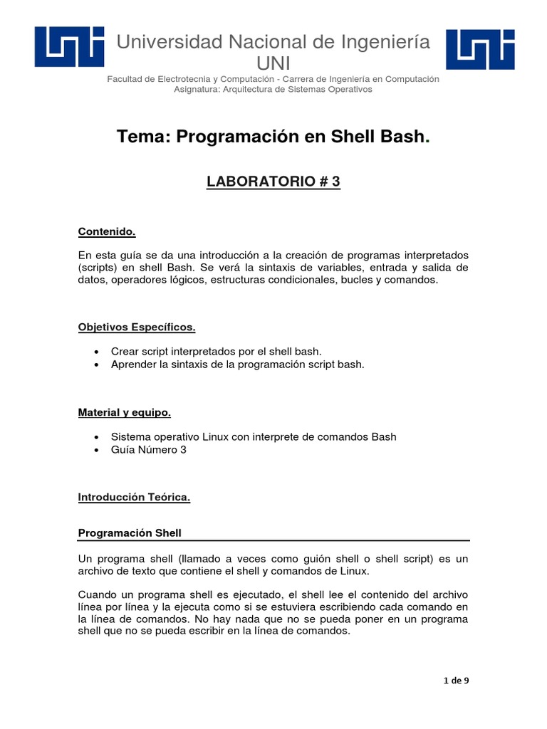 Guía de Programación en Shell Bash | PDF | Interfaz de línea de comando ...