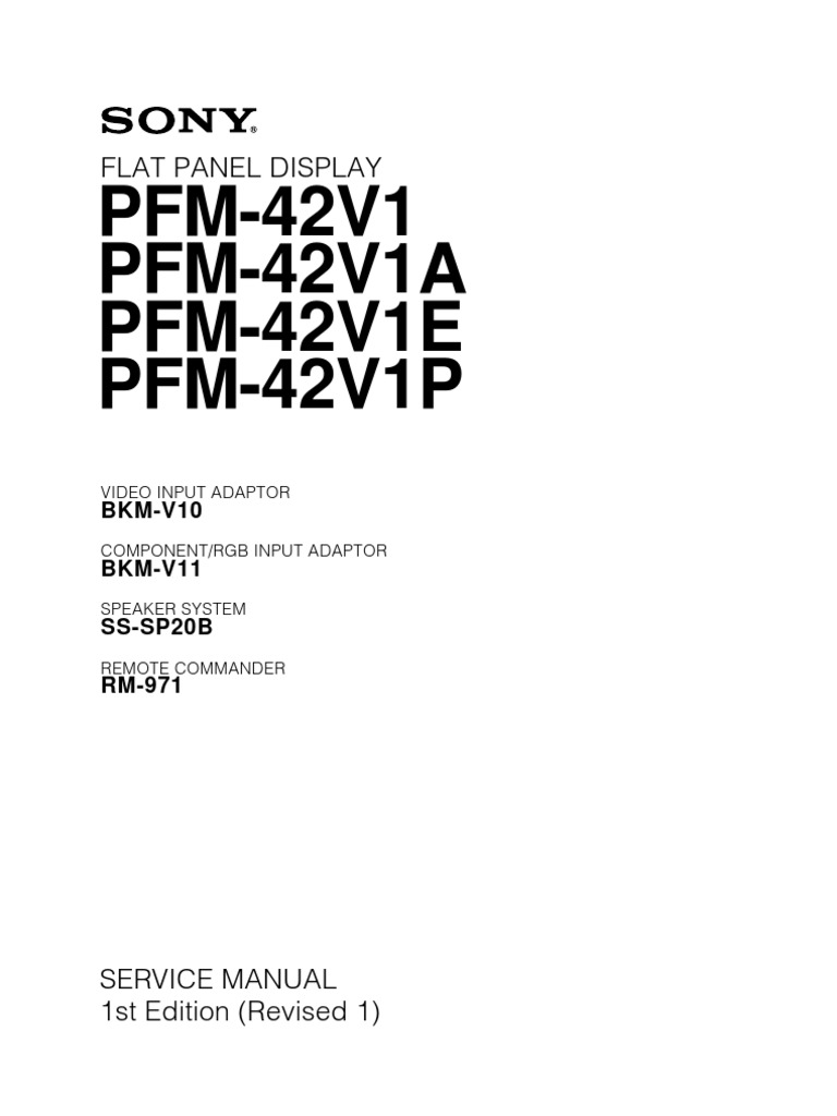Download free pdf for sony pfm-42v1 tv manual.