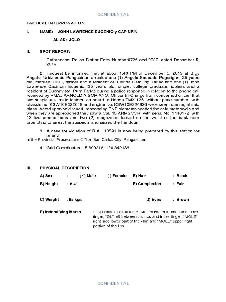 Tactical Interrogation PDF Hand Violence
