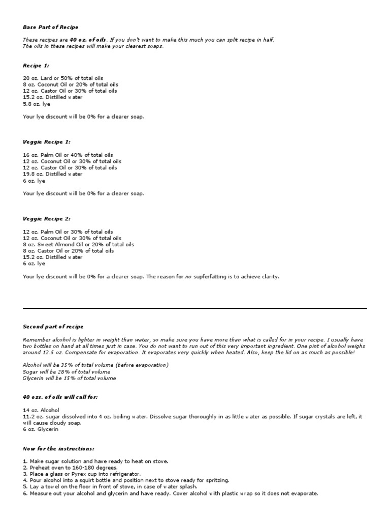 Base Part of Recipe | PDF | Soap | Chocolate