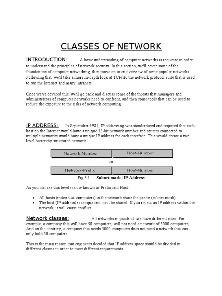 Classes of Network | PDF | Ip Address | Computer Network