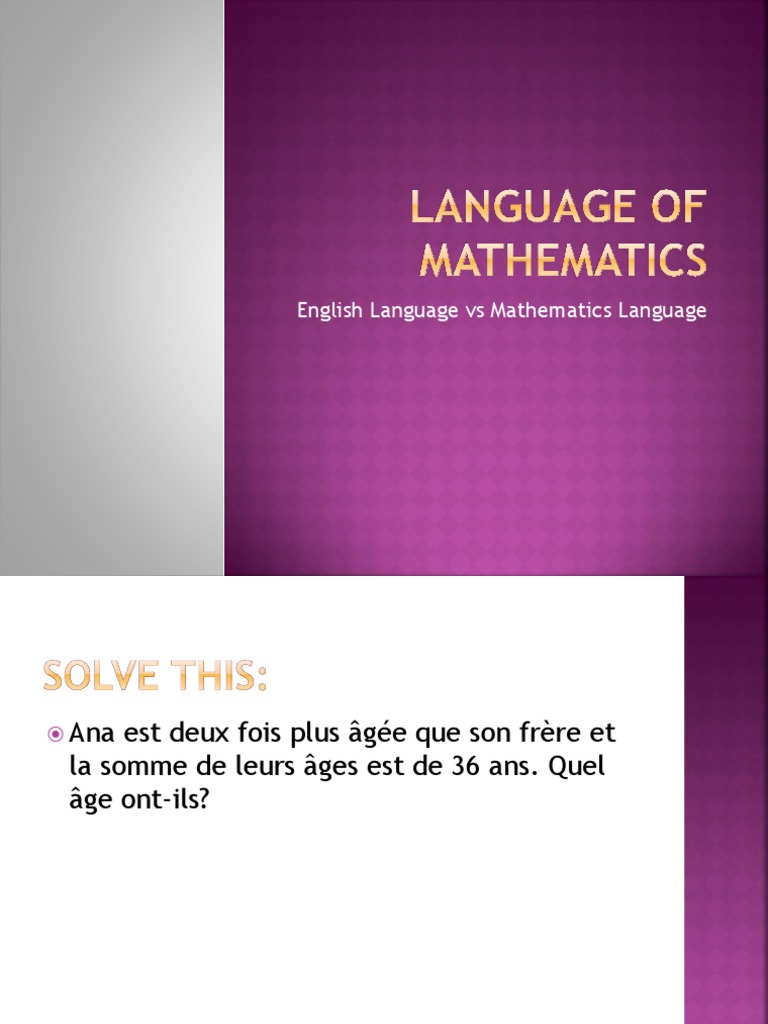 Comparing English and Mathematics Language | PDF | English Language ...