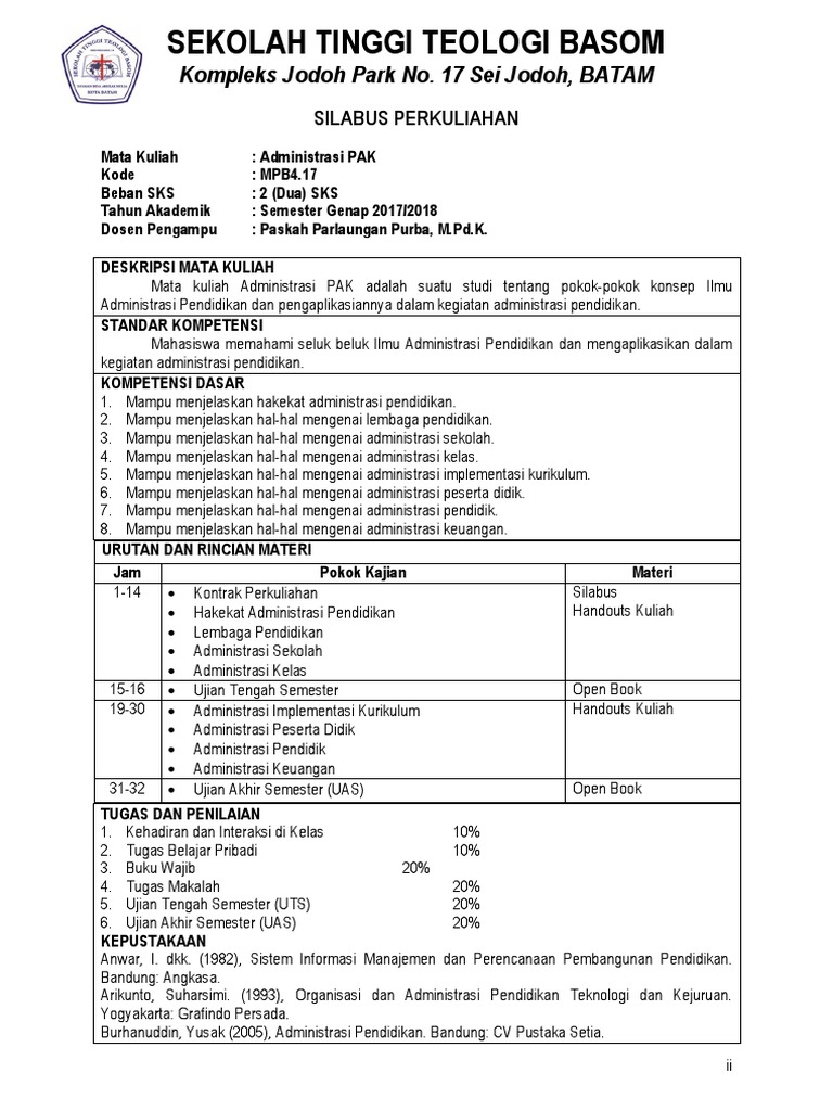 Silabus Administrasi Pak Pdf