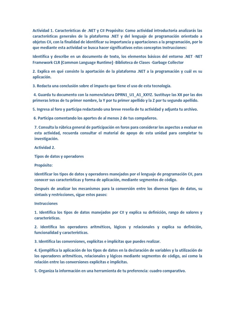 Tarea Programacion Net 1 | PDF | C Sharp (lenguaje de programación ...
