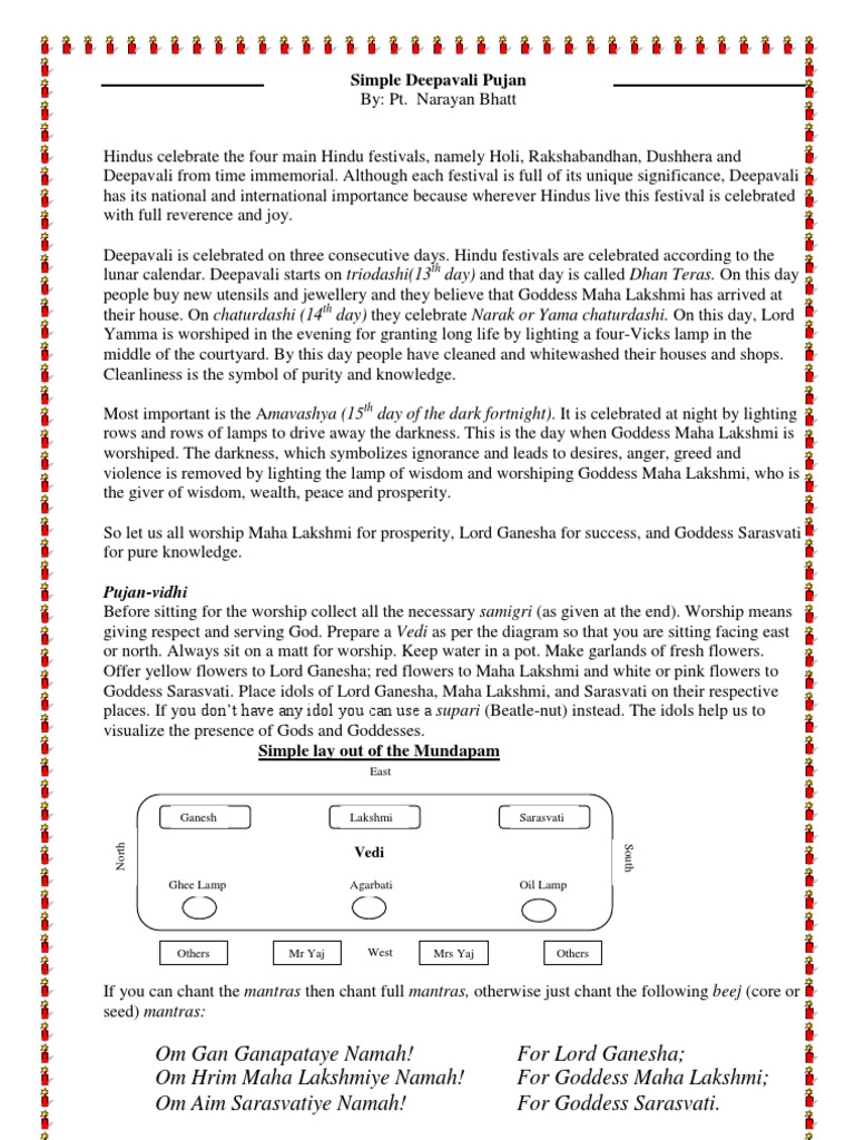 Simple Deepavali Pooja Guide | PDF | Hindu Behaviour And Experience ...