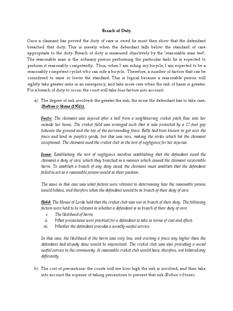 WEEK 3 Negligence Breach of Duty and Damages | PDF | Negligence | Damages