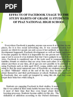 Effects of Facebook Usage To The Study Habits