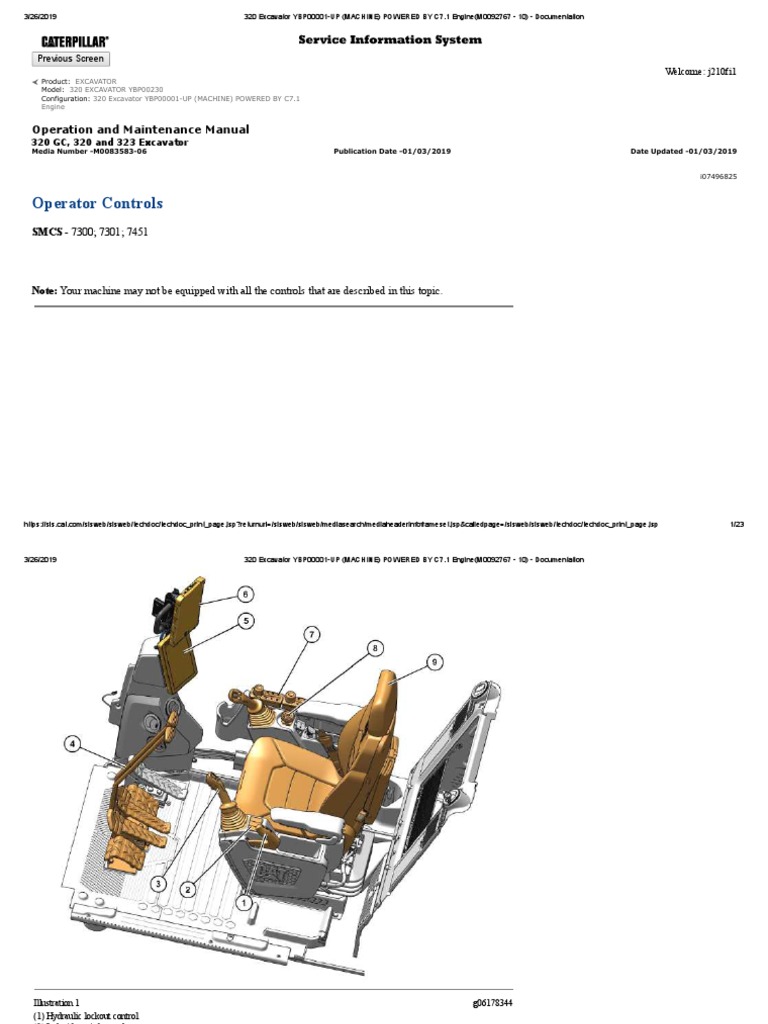 Operator Controls 320 Excavator YBP00001-UP | PDF | Switch | Usb