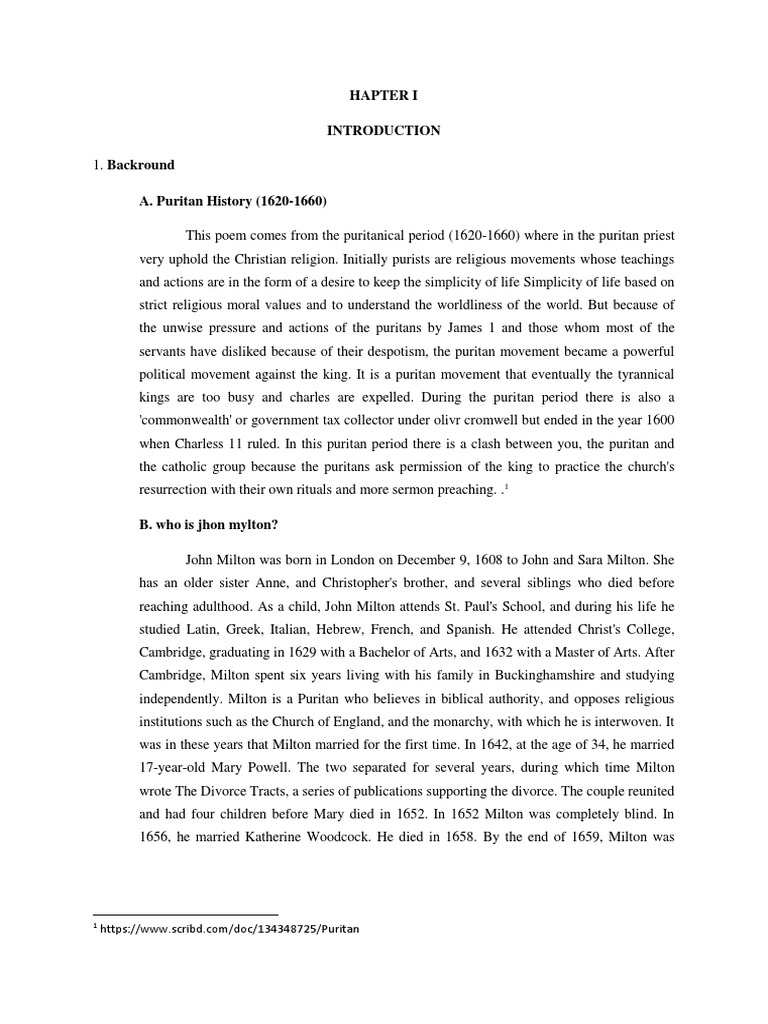 Makalah English Poetry PDF John Milton Puritans