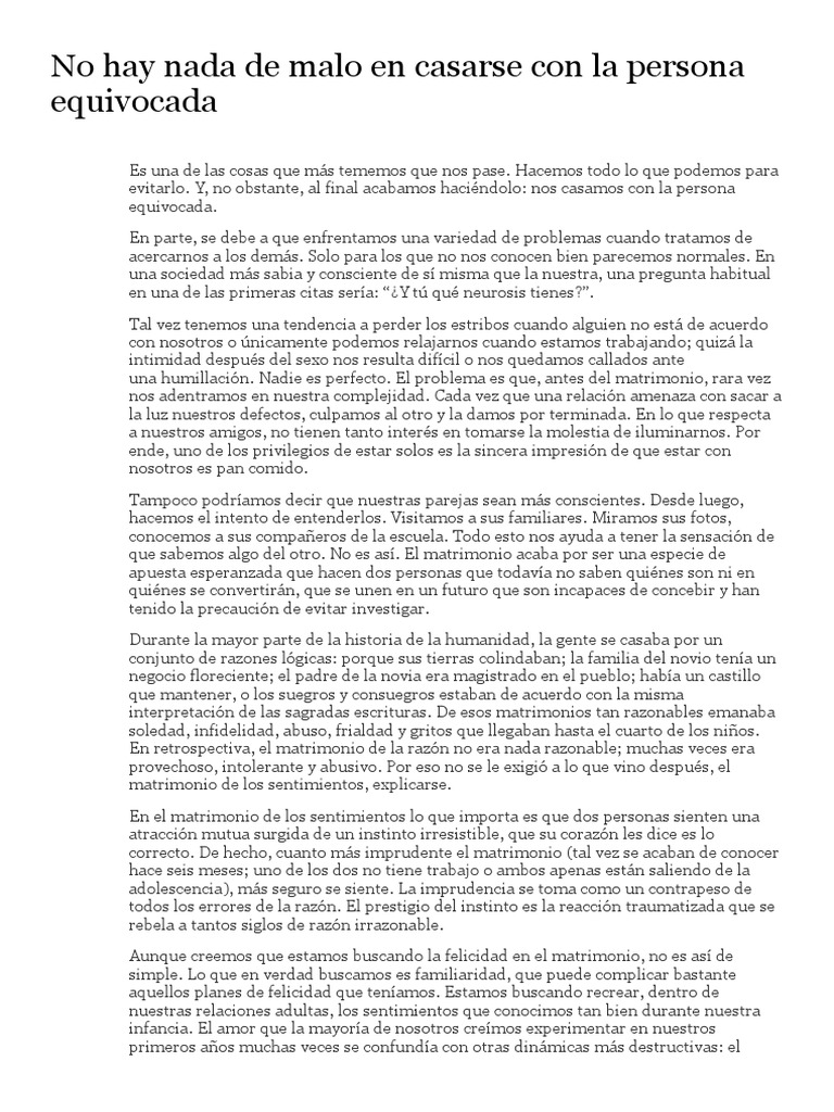 Alain de Botton - La Persona Equivocada | PDF | Felicidad | Amor, image size:768x1024