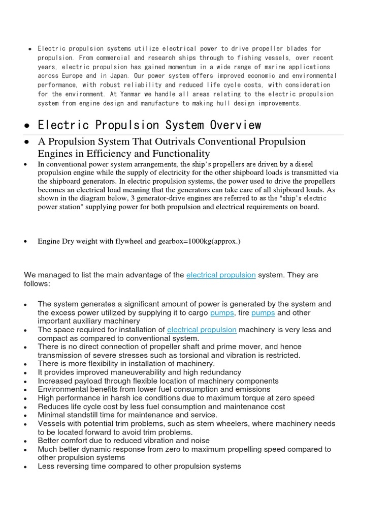 Electric Propulsion System | PDF | Marine Propulsion | Propulsion